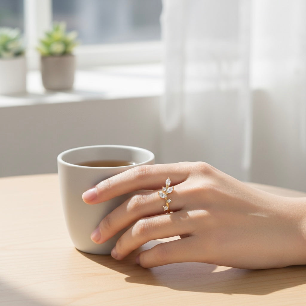 Aurora Leaf Ring